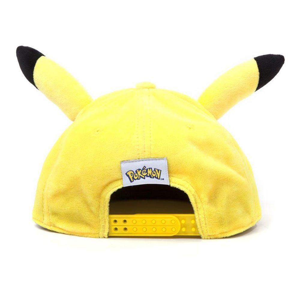 POKEMON Pikachu Plush with Ears Snapback Baseball Cap Unisex Yellow/Black