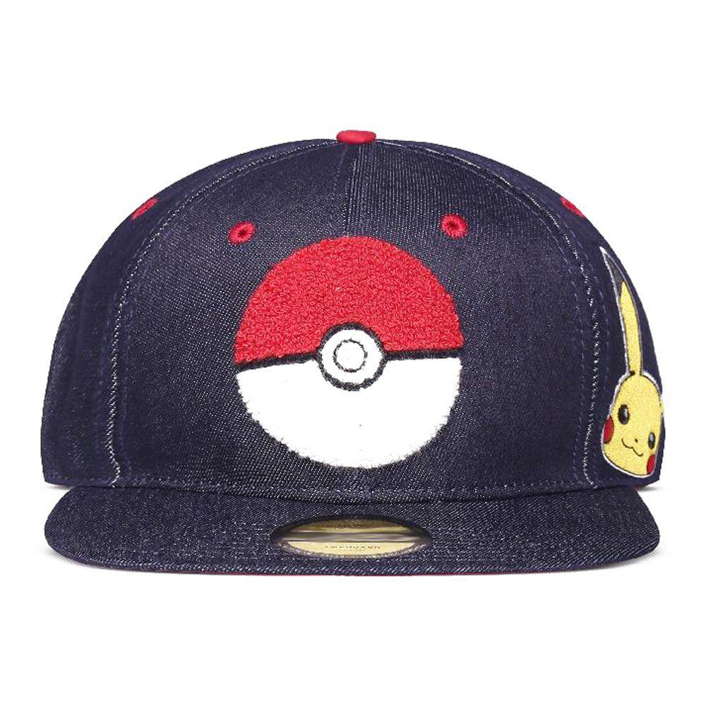 POKEMON Pokeball Denim Snapback Baseball Cap Unisex Blue