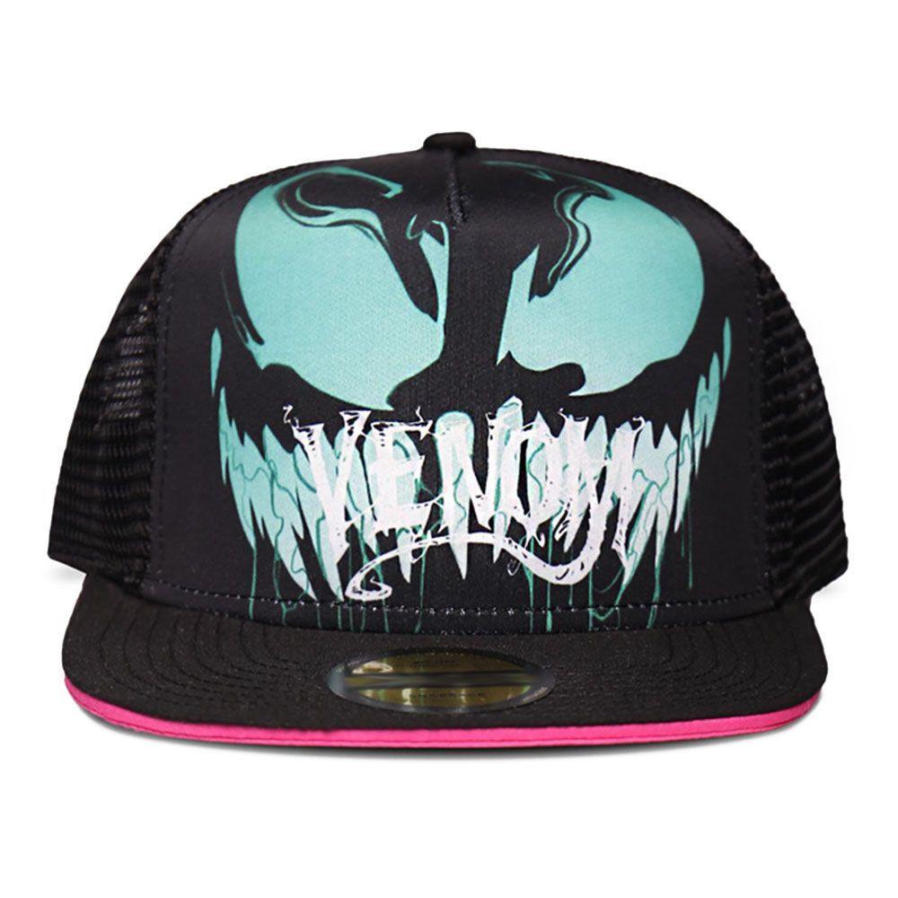 MARVEL COMICS Venom Mask Trucker Baseball Cap Black/Pink