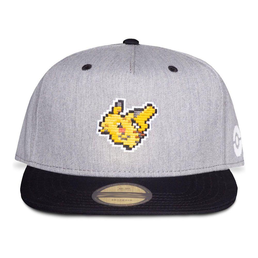 POKEMON Pika Pixelated Snapback Baseball Cap Grey/Black