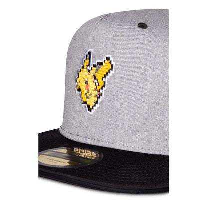 POKEMON Pika Pixelated Snapback Baseball Cap Grey/Black