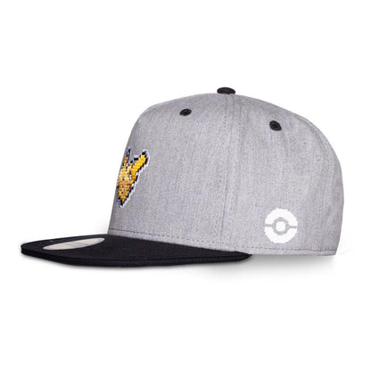 POKEMON Pika Pixelated Snapback Baseball Cap Grey/Black