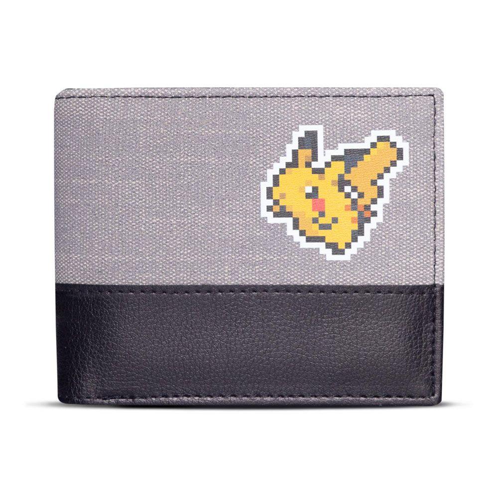 POKEMON Pixelated Pikachu Bi-Fold Wallet Male Grey/Black