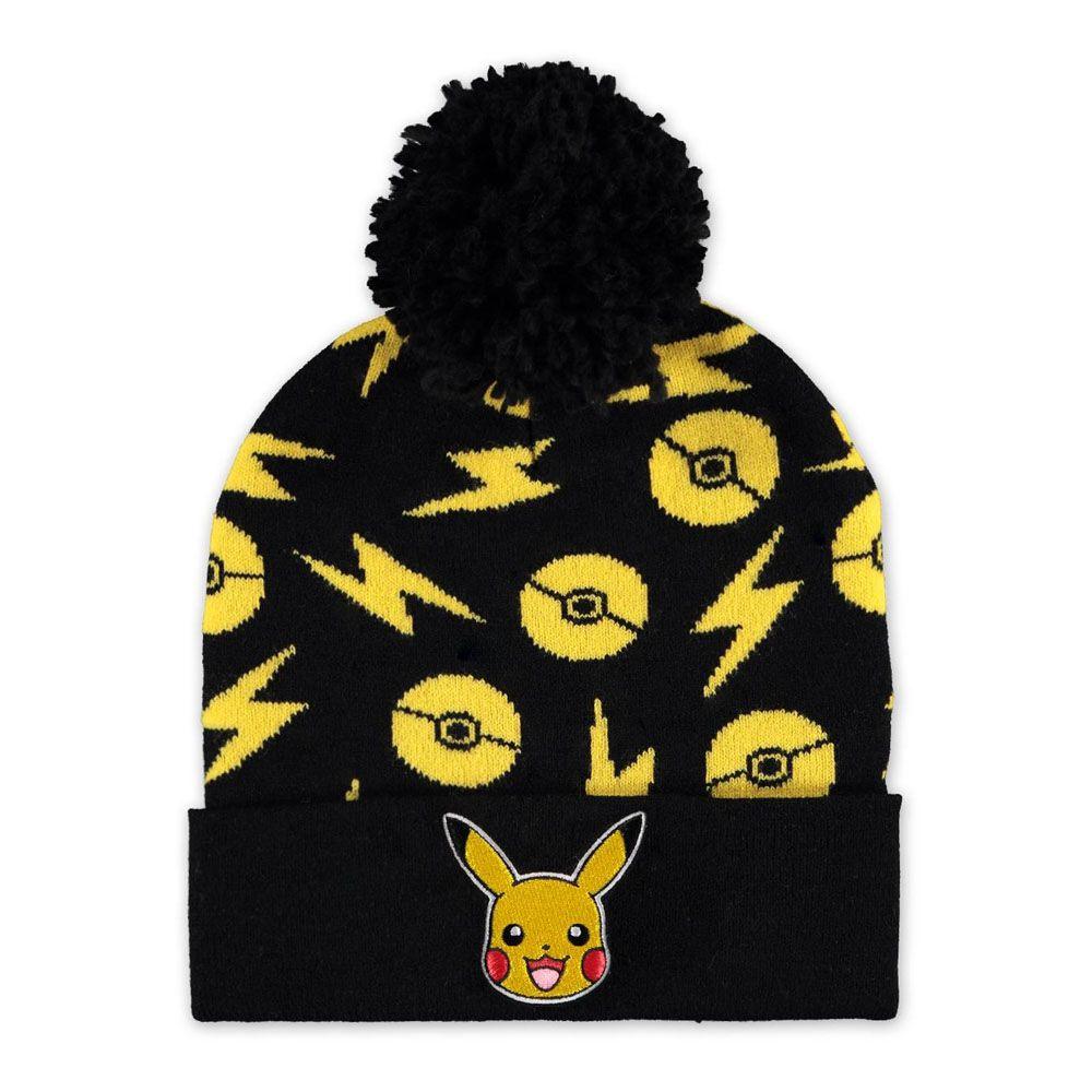 POKEMON 3D Pikachu Patch with All-over Print Beanie & Knitted Gloves Giftset Black/Yellow