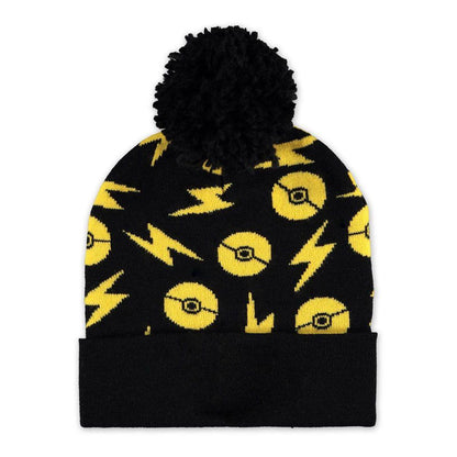 POKEMON 3D Pikachu Patch with All-over Print Beanie & Knitted Gloves Giftset Black/Yellow