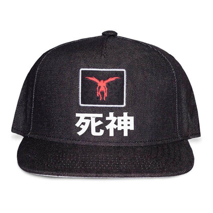 DEATH NOTE Ryuk Silhouette Patch Shinigami Denim Snapback Baseball Cap Dark Grey/Grey