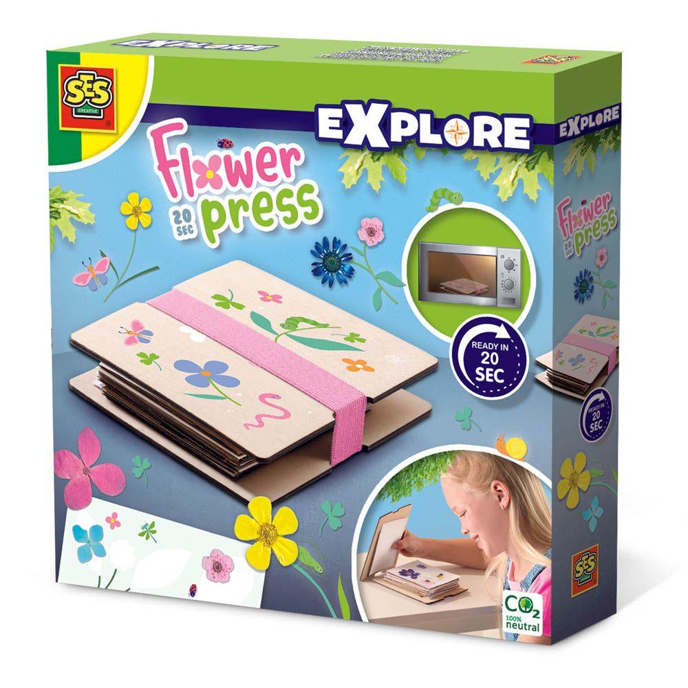 SES CREATIVE Explore Flower Press 20 Sec. Craft Kit, Five Years and Above