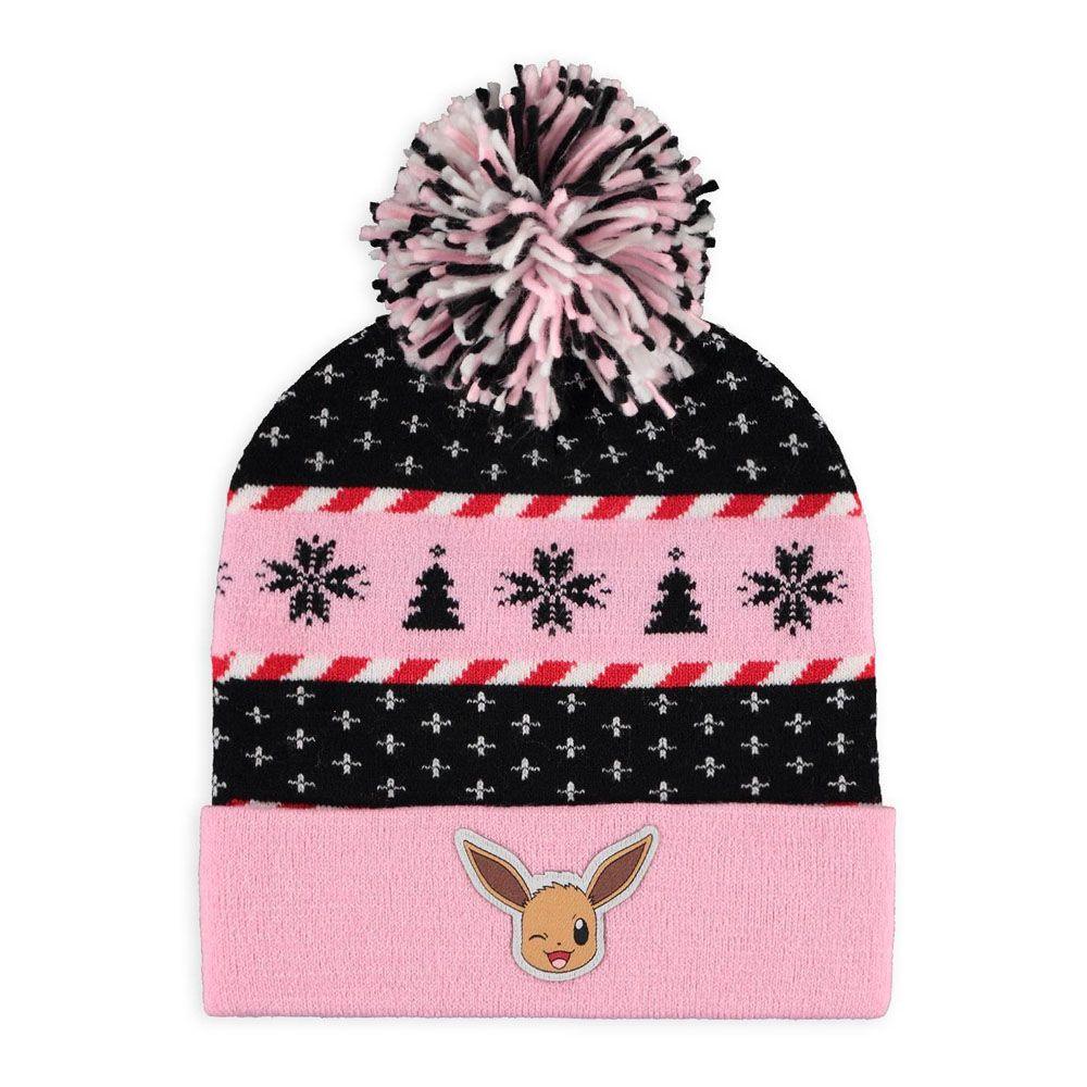 POKEMON Eevee Christmas Festive Beanie & Scarf Gift Set Pink/Black