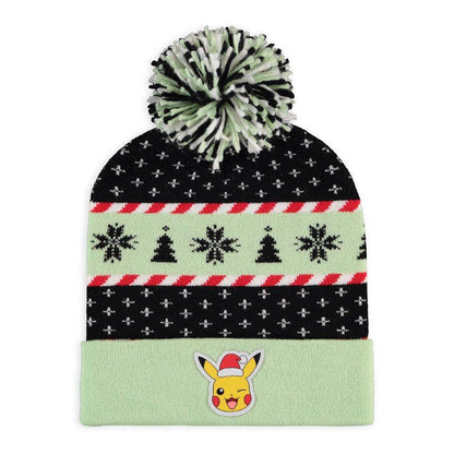 POKEMON Pikachu Christmas Festive Beanie & Scarf Gift Set Green/Black