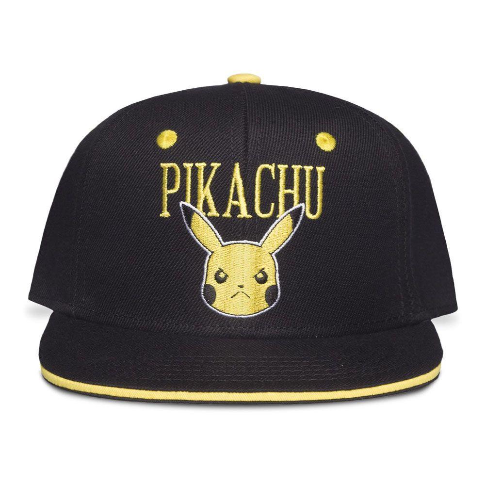 POKEMON Angry Pika Snapback Baseball Cap Black/Yellow