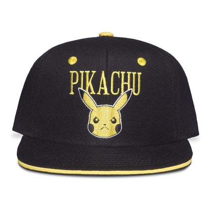 POKEMON Angry Pika Snapback Baseball Cap Black/Yellow