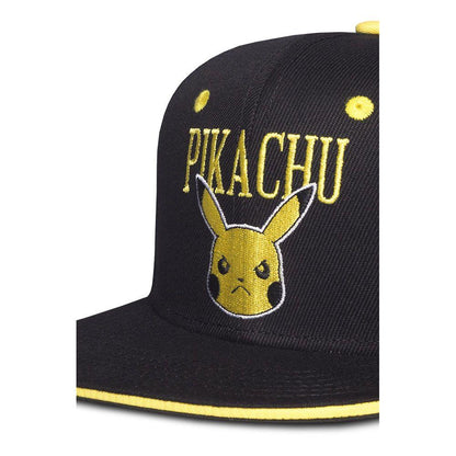 POKEMON Angry Pika Snapback Baseball Cap Black/Yellow