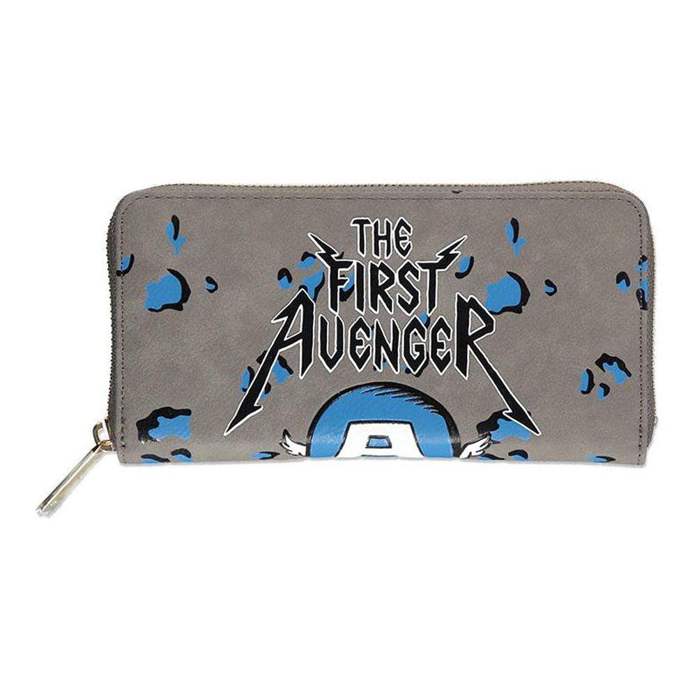 MARVEL COMICS Captain America The First Avenger All-over Print Zip Around Wallet Grey