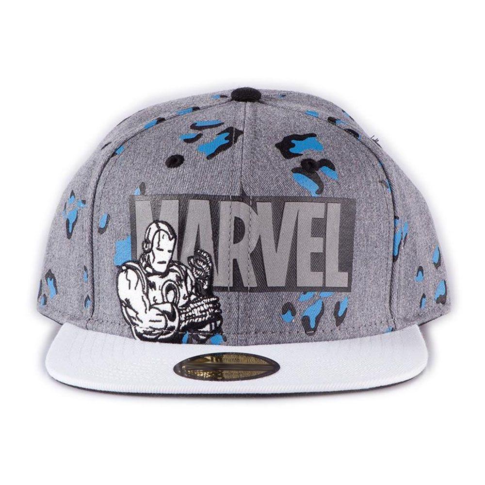 MARVEL COMICS Logo AOP Snapback Baseball Cap Grey