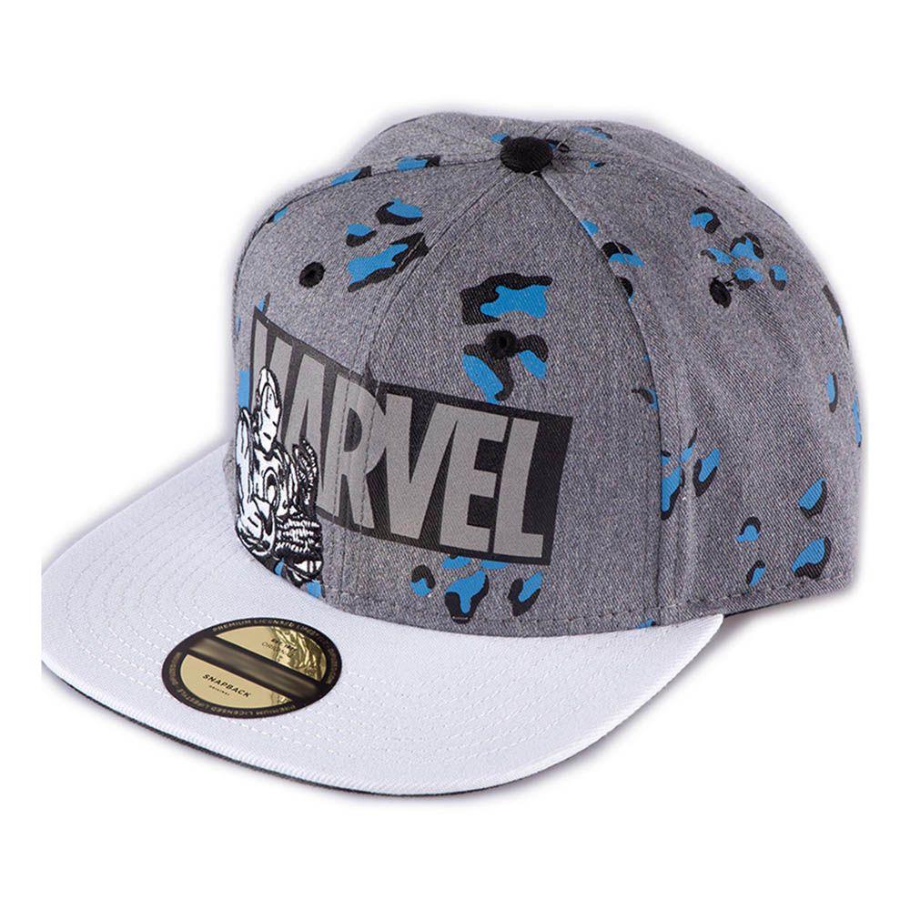 MARVEL COMICS Logo AOP Snapback Baseball Cap Grey